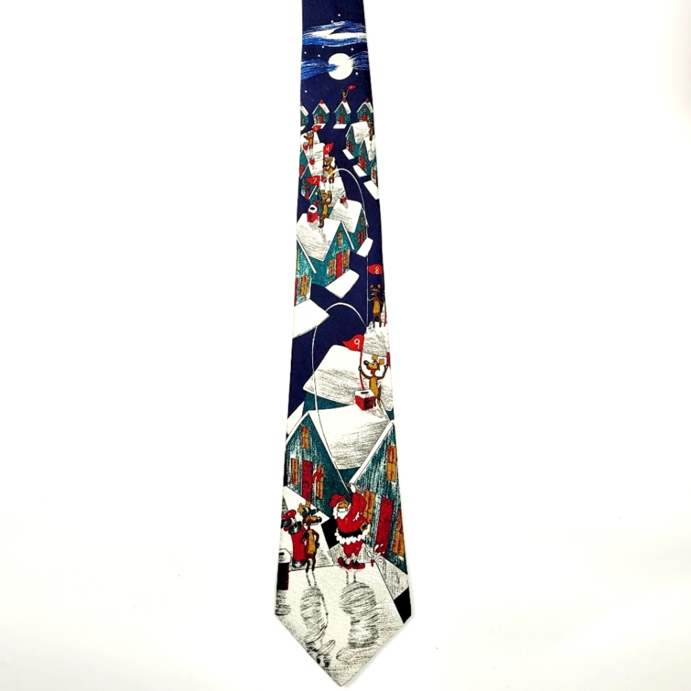 Excellent Santa Playing Golf with a  Reindeer Caddy Tie